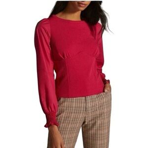 Anthropologie Structure Fuchsia Long Sleeve Blouse Sz M